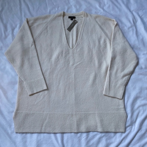 J Crew Stretch Wool V Neck Tunic Cream - Picture 3 of 11